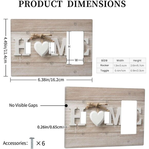 Farmhouse Home Combination Wall Plate 3 Gang Toggle/Toggle/Rocker Switch Cover - Picture 5 of 8